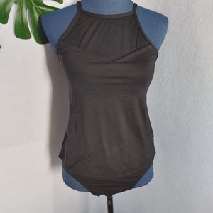 La Blanca Mesh High Neck Tankini Swimsuit